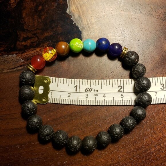 💕 3/$20 Lot of 2 bracelets! 7 Chakra Lava Stone Bracelets (see explanation) - Picture 2 of 4